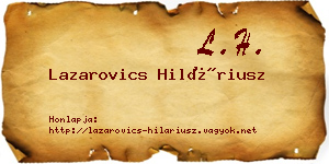 Lazarovics Hiláriusz névjegykártya